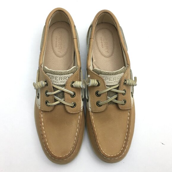 Sperry Women's Tan Leather Songfish Boat Shoes Nautical Casual size 7.5 - Picture 3 of 10